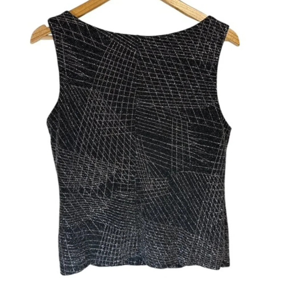 VTG R&M Richard Black Holiday Blouse Vest Classic Top Sparkly Electric SZ 10 - Picture 2 of 10
